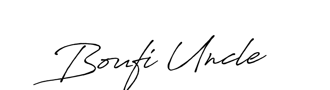 Make a beautiful signature design for name Boufi Uncle. With this signature (Antro_Vectra_Bolder) style, you can create a handwritten signature for free. Boufi Uncle signature style 7 images and pictures png