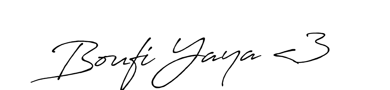 You should practise on your own different ways (Antro_Vectra_Bolder) to write your name (Boufi Yaya <3) in signature. don't let someone else do it for you. Boufi Yaya <3 signature style 7 images and pictures png