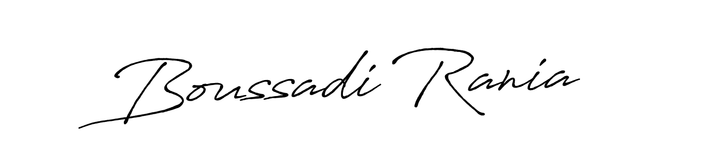 Create a beautiful signature design for name Boussadi Rania. With this signature (Antro_Vectra_Bolder) fonts, you can make a handwritten signature for free. Boussadi Rania signature style 7 images and pictures png