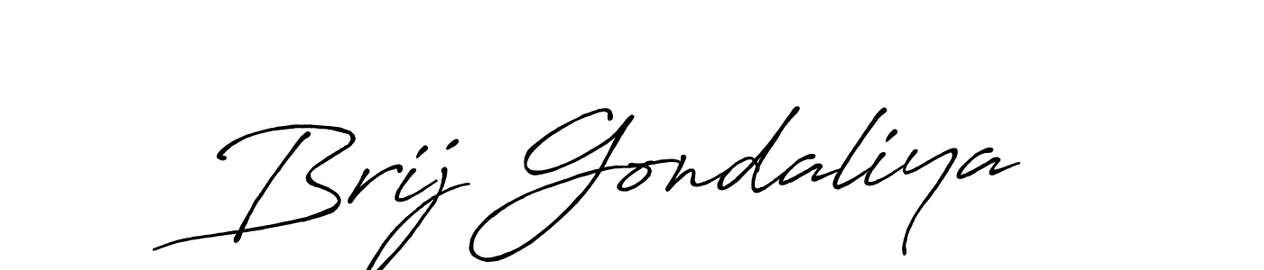 Make a beautiful signature design for name Brij Gondaliya. With this signature (Antro_Vectra_Bolder) style, you can create a handwritten signature for free. Brij Gondaliya signature style 7 images and pictures png