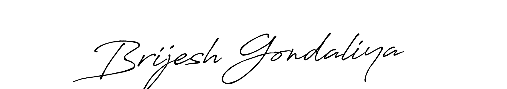 Also we have Brijesh Gondaliya name is the best signature style. Create professional handwritten signature collection using Antro_Vectra_Bolder autograph style. Brijesh Gondaliya signature style 7 images and pictures png