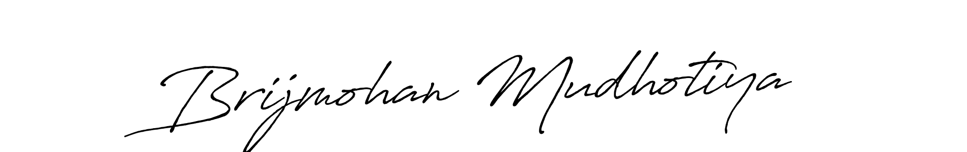 Create a beautiful signature design for name Brijmohan Mudhotiya. With this signature (Antro_Vectra_Bolder) fonts, you can make a handwritten signature for free. Brijmohan Mudhotiya signature style 7 images and pictures png