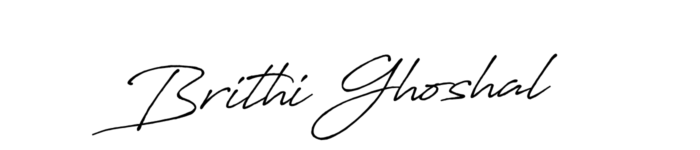 How to make Brithi Ghoshal name signature. Use Antro_Vectra_Bolder style for creating short signs online. This is the latest handwritten sign. Brithi Ghoshal signature style 7 images and pictures png