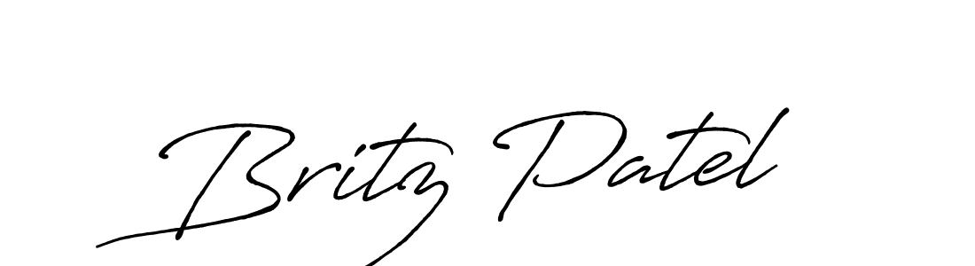 Create a beautiful signature design for name Britz Patel. With this signature (Antro_Vectra_Bolder) fonts, you can make a handwritten signature for free. Britz Patel signature style 7 images and pictures png