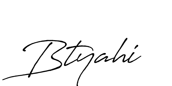 Make a beautiful signature design for name Btyahi. With this signature (Antro_Vectra_Bolder) style, you can create a handwritten signature for free. Btyahi signature style 7 images and pictures png