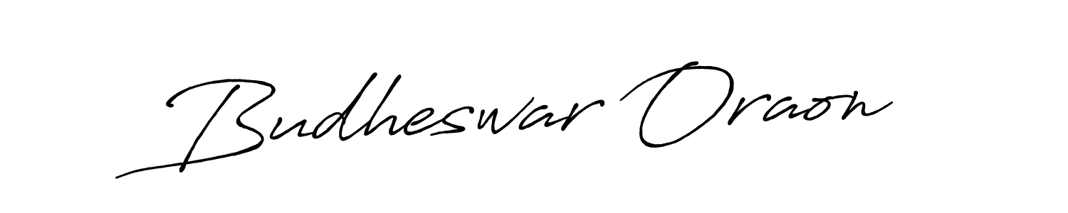 How to make Budheswar Oraon name signature. Use Antro_Vectra_Bolder style for creating short signs online. This is the latest handwritten sign. Budheswar Oraon signature style 7 images and pictures png