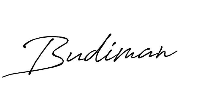 Use a signature maker to create a handwritten signature online. With this signature software, you can design (Antro_Vectra_Bolder) your own signature for name Budiman. Budiman signature style 7 images and pictures png