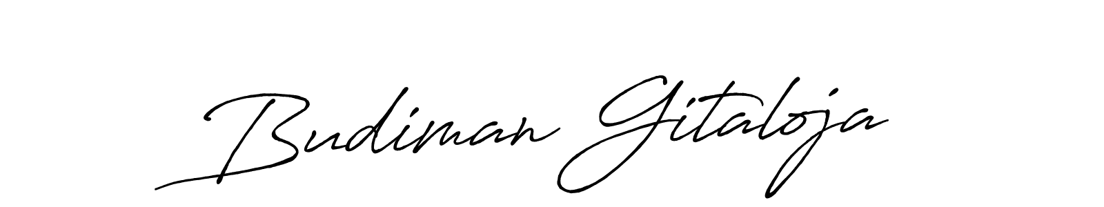 Use a signature maker to create a handwritten signature online. With this signature software, you can design (Antro_Vectra_Bolder) your own signature for name Budiman Gitaloja. Budiman Gitaloja signature style 7 images and pictures png