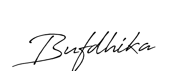 Use a signature maker to create a handwritten signature online. With this signature software, you can design (Antro_Vectra_Bolder) your own signature for name Bufdhika. Bufdhika signature style 7 images and pictures png