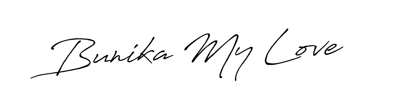 Check out images of Autograph of Bunika My Love name. Actor Bunika My Love Signature Style. Antro_Vectra_Bolder is a professional sign style online. Bunika My Love signature style 7 images and pictures png