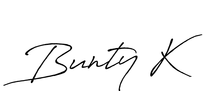 Make a beautiful signature design for name Bunty K. With this signature (Antro_Vectra_Bolder) style, you can create a handwritten signature for free. Bunty K signature style 7 images and pictures png
