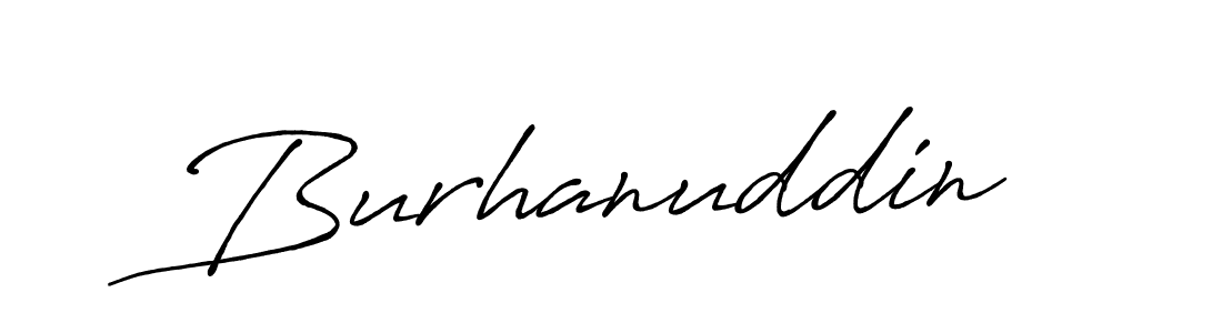 Create a beautiful signature design for name Burhanuddin. With this signature (Antro_Vectra_Bolder) fonts, you can make a handwritten signature for free. Burhanuddin signature style 7 images and pictures png