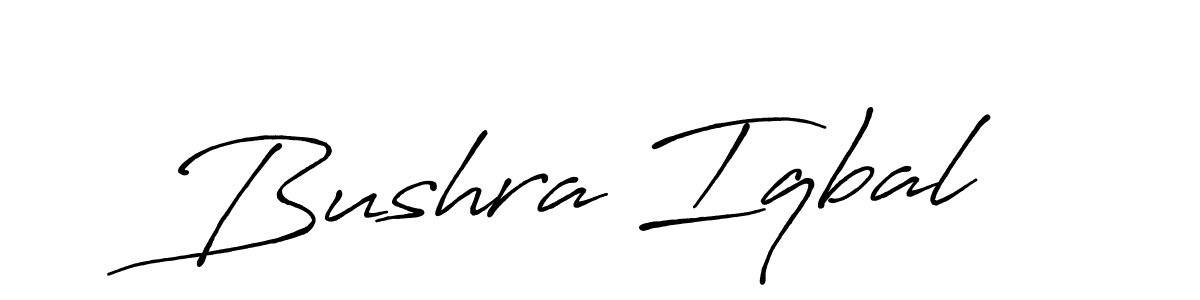 Antro_Vectra_Bolder is a professional signature style that is perfect for those who want to add a touch of class to their signature. It is also a great choice for those who want to make their signature more unique. Get Bushra Iqbal name to fancy signature for free. Bushra Iqbal signature style 7 images and pictures png