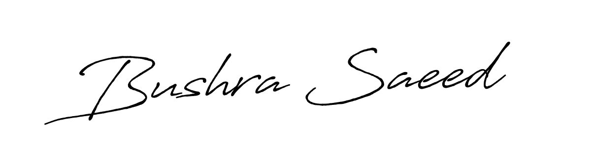 The best way (Antro_Vectra_Bolder) to make a short signature is to pick only two or three words in your name. The name Bushra Saeed include a total of six letters. For converting this name. Bushra Saeed signature style 7 images and pictures png