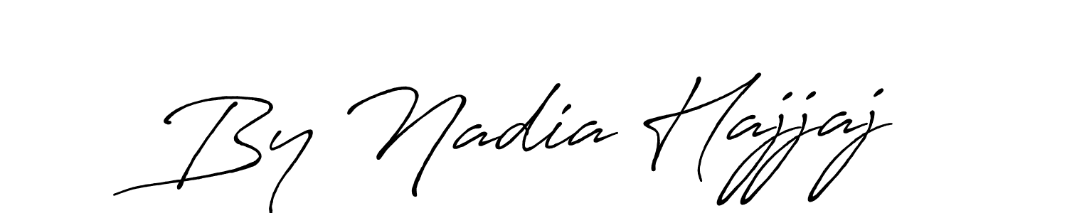 Make a beautiful signature design for name By Nadia Hajjaj. With this signature (Antro_Vectra_Bolder) style, you can create a handwritten signature for free. By Nadia Hajjaj signature style 7 images and pictures png