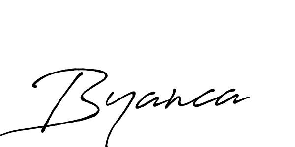 Byanca stylish signature style. Best Handwritten Sign (Antro_Vectra_Bolder) for my name. Handwritten Signature Collection Ideas for my name Byanca. Byanca signature style 7 images and pictures png