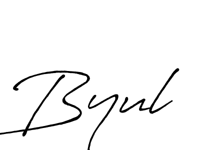 Byul stylish signature style. Best Handwritten Sign (Antro_Vectra_Bolder) for my name. Handwritten Signature Collection Ideas for my name Byul. Byul signature style 7 images and pictures png