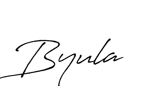 Create a beautiful signature design for name Byula. With this signature (Antro_Vectra_Bolder) fonts, you can make a handwritten signature for free. Byula signature style 7 images and pictures png