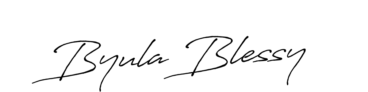 Create a beautiful signature design for name Byula Blessy. With this signature (Antro_Vectra_Bolder) fonts, you can make a handwritten signature for free. Byula Blessy signature style 7 images and pictures png