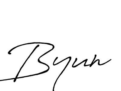 Make a beautiful signature design for name Byun. With this signature (Antro_Vectra_Bolder) style, you can create a handwritten signature for free. Byun signature style 7 images and pictures png