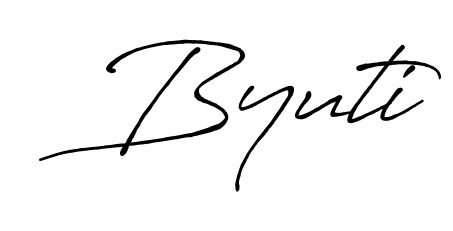 Achieve flawless digital penmanship with Byuti name in Antro_Vectra_Bolder font. The perfect tool for creating online signatures. Byuti signature style 7 images and pictures png
