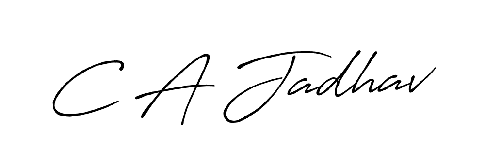 The best way (Antro_Vectra_Bolder) to make a short signature is to pick only two or three words in your name. The name C A Jadhav include a total of six letters. For converting this name. C A Jadhav signature style 7 images and pictures png