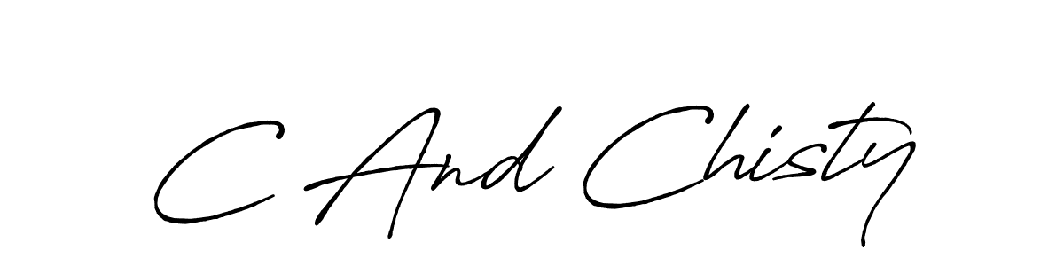 How to make C And Chisty name signature. Use Antro_Vectra_Bolder style for creating short signs online. This is the latest handwritten sign. C And Chisty signature style 7 images and pictures png