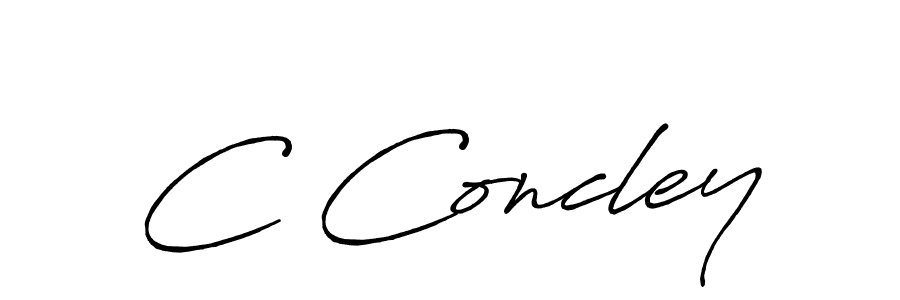The best way (Antro_Vectra_Bolder) to make a short signature is to pick only two or three words in your name. The name C Concley include a total of six letters. For converting this name. C Concley signature style 7 images and pictures png