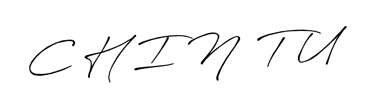 How to make C H I N  T U name signature. Use Antro_Vectra_Bolder style for creating short signs online. This is the latest handwritten sign. C H I N  T U signature style 7 images and pictures png