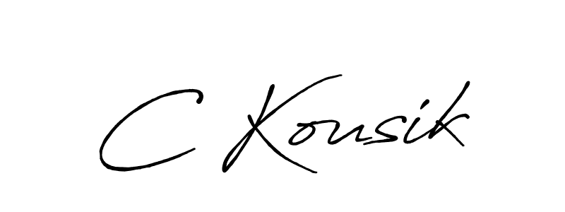 The best way (Antro_Vectra_Bolder) to make a short signature is to pick only two or three words in your name. The name C Kousik include a total of six letters. For converting this name. C Kousik signature style 7 images and pictures png