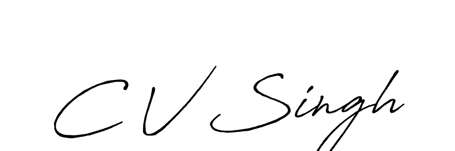 The best way (Antro_Vectra_Bolder) to make a short signature is to pick only two or three words in your name. The name C V Singh include a total of six letters. For converting this name. C V Singh signature style 7 images and pictures png