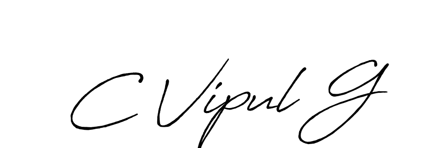 How to make C Vipul G name signature. Use Antro_Vectra_Bolder style for creating short signs online. This is the latest handwritten sign. C Vipul G signature style 7 images and pictures png