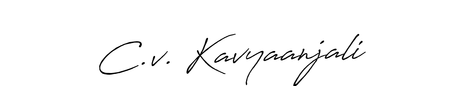 Use a signature maker to create a handwritten signature online. With this signature software, you can design (Antro_Vectra_Bolder) your own signature for name C.v. Kavyaanjali. C.v. Kavyaanjali signature style 7 images and pictures png