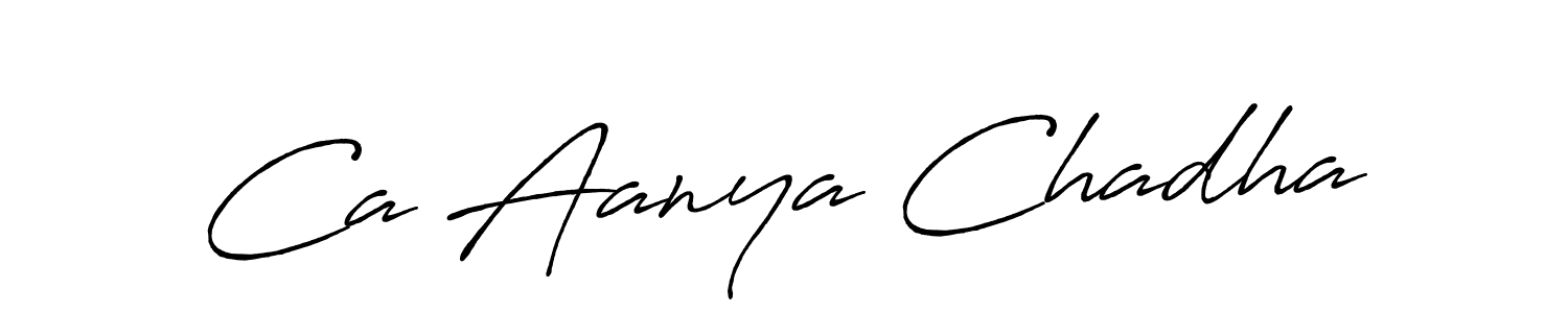 Make a beautiful signature design for name Ca Aanya Chadha. With this signature (Antro_Vectra_Bolder) style, you can create a handwritten signature for free. Ca Aanya Chadha signature style 7 images and pictures png