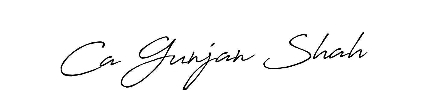 How to make Ca Gunjan Shah name signature. Use Antro_Vectra_Bolder style for creating short signs online. This is the latest handwritten sign. Ca Gunjan Shah signature style 7 images and pictures png