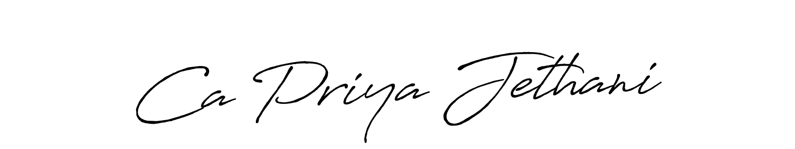 How to make Ca Priya Jethani signature? Antro_Vectra_Bolder is a professional autograph style. Create handwritten signature for Ca Priya Jethani name. Ca Priya Jethani signature style 7 images and pictures png