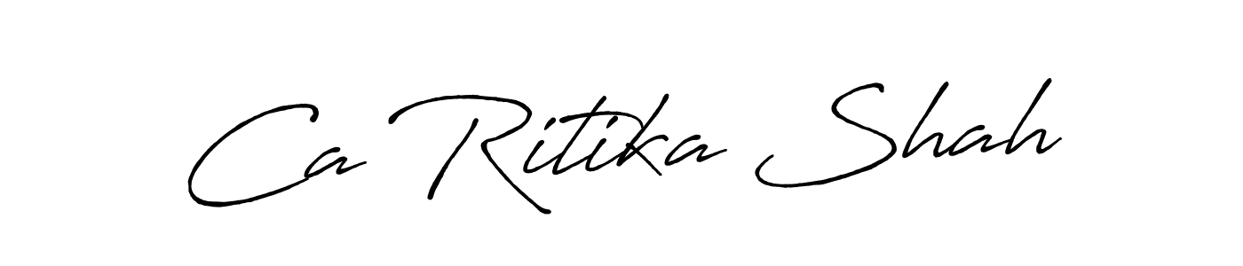 You should practise on your own different ways (Antro_Vectra_Bolder) to write your name (Ca Ritika Shah) in signature. don't let someone else do it for you. Ca Ritika Shah signature style 7 images and pictures png