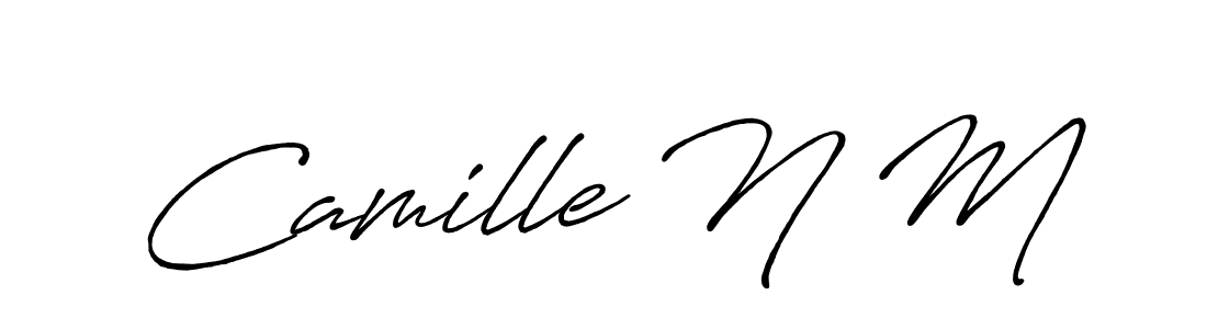 The best way (Antro_Vectra_Bolder) to make a short signature is to pick only two or three words in your name. The name Camille N M include a total of six letters. For converting this name. Camille N M signature style 7 images and pictures png