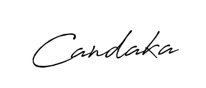 Use a signature maker to create a handwritten signature online. With this signature software, you can design (Antro_Vectra_Bolder) your own signature for name Candaka. Candaka signature style 7 images and pictures png