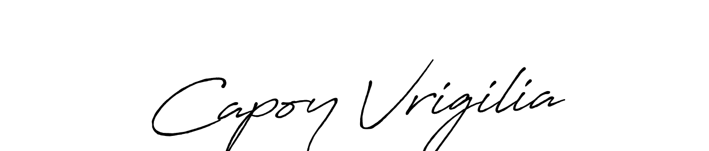 Make a short Capoy Vrigilia signature style. Manage your documents anywhere anytime using Antro_Vectra_Bolder. Create and add eSignatures, submit forms, share and send files easily. Capoy Vrigilia signature style 7 images and pictures png