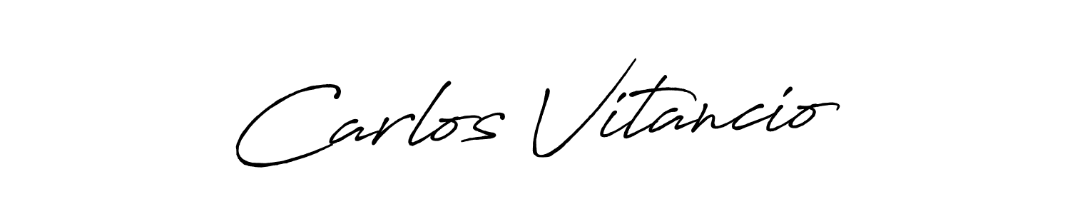 How to make Carlos Vitancio name signature. Use Antro_Vectra_Bolder style for creating short signs online. This is the latest handwritten sign. Carlos Vitancio signature style 7 images and pictures png