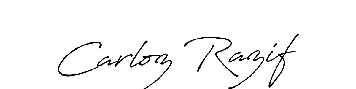 Make a beautiful signature design for name Carloz Razif. With this signature (Antro_Vectra_Bolder) style, you can create a handwritten signature for free. Carloz Razif signature style 7 images and pictures png