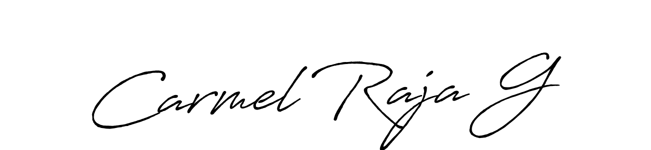 The best way (Antro_Vectra_Bolder) to make a short signature is to pick only two or three words in your name. The name Carmel Raja G include a total of six letters. For converting this name. Carmel Raja G signature style 7 images and pictures png