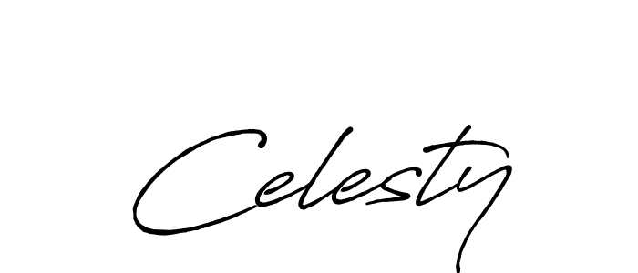 How to make Celesty signature? Antro_Vectra_Bolder is a professional autograph style. Create handwritten signature for Celesty name. Celesty signature style 7 images and pictures png