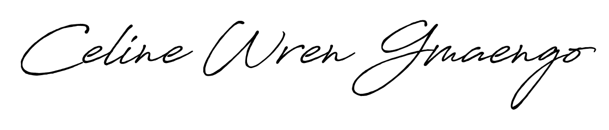 A stylish, flowing autograph style designed for name Celine Wren Gmaengo using Antro_Vectra_Bolder typography. Perfect for digital creative projects. Celine Wren Gmaengo signature style 7 images and pictures png