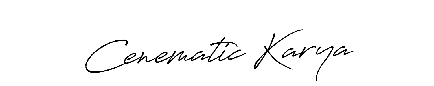 How to make Cenematic Karya name signature. Use Antro_Vectra_Bolder style for creating short signs online. This is the latest handwritten sign. Cenematic Karya signature style 7 images and pictures png