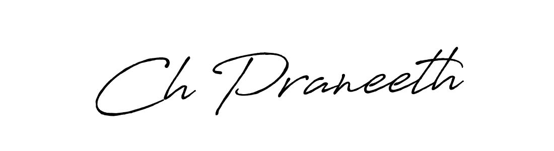 How to make Ch Praneeth name signature. Use Antro_Vectra_Bolder style for creating short signs online. This is the latest handwritten sign. Ch Praneeth signature style 7 images and pictures png