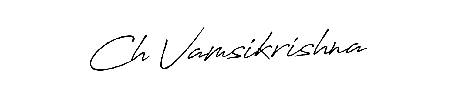 How to make Ch Vamsikrishna name signature. Use Antro_Vectra_Bolder style for creating short signs online. This is the latest handwritten sign. Ch Vamsikrishna signature style 7 images and pictures png