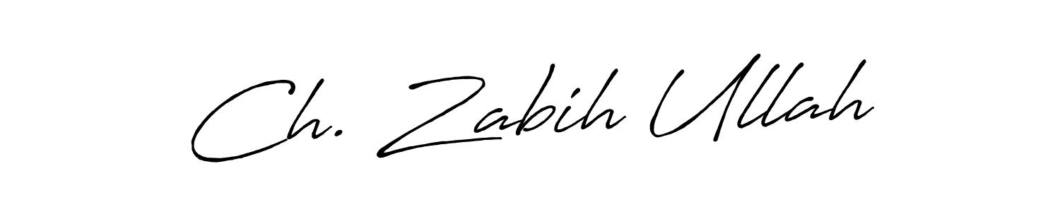 Also You can easily find your signature by using the search form. We will create Ch. Zabih Ullah name handwritten signature images for you free of cost using Antro_Vectra_Bolder sign style. Ch. Zabih Ullah signature style 7 images and pictures png