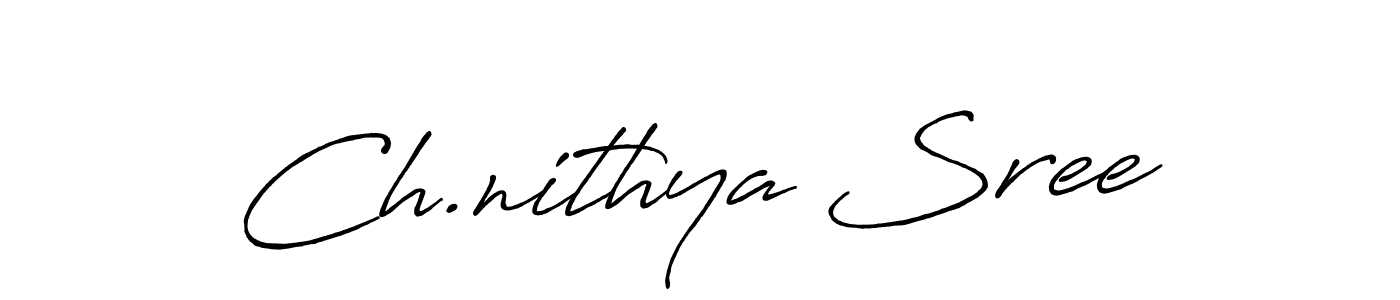 How to make Ch.nithya Sree name signature. Use Antro_Vectra_Bolder style for creating short signs online. This is the latest handwritten sign. Ch.nithya Sree signature style 7 images and pictures png